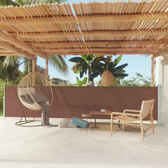 Tuinscherm uittrekbaar 117x600 cm bruin 1