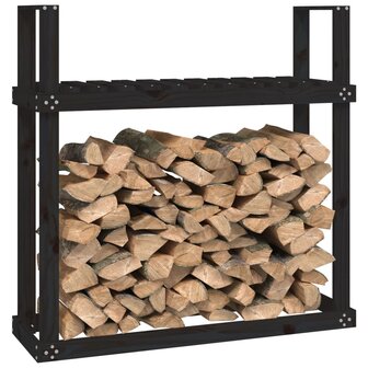 Haardhoutrek 110x35x108,5 cm massief grenenhout zwart 4