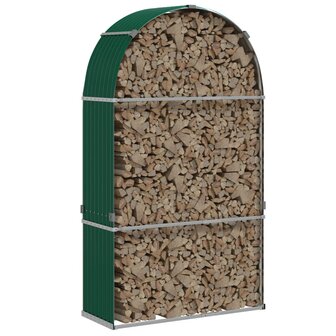 Haardhoutopslag 120x45x210 cm gegalvaniseerd staal groen 3