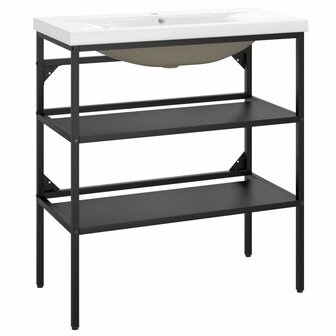 Wastafelframe met inbouwwastafel ijzer zwart 2