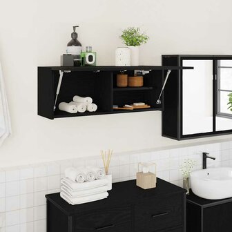 Badkamerwandkast 80x25x30 cm bewerkt hout zwart 1