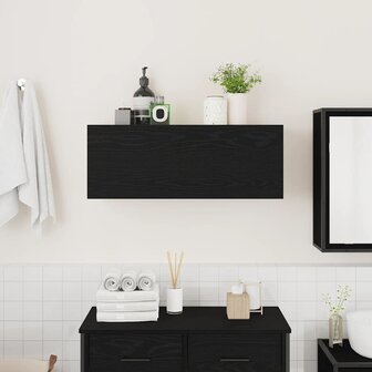 Badkamerwandkast 80x25x30 cm bewerkt hout zwart 3