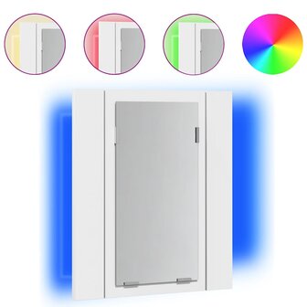 Badkamerkast met spiegel en LED 40x12x45 cm acryl wit 2