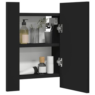Badkamerkast met spiegel en LED 40x12x45 cm acryl zwart 7