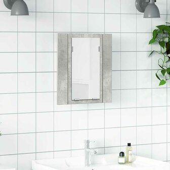 Badkamerkast met spiegel en LED 40x12x45 cm acryl betongrijs 1