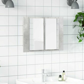 Badkamerkast met spiegel en LED 60x12x45 cm acryl betongrijs 1