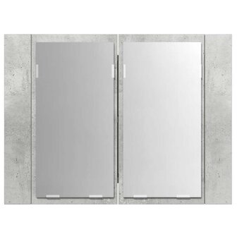 Badkamerkast met spiegel en LED 60x12x45 cm acryl betongrijs 9