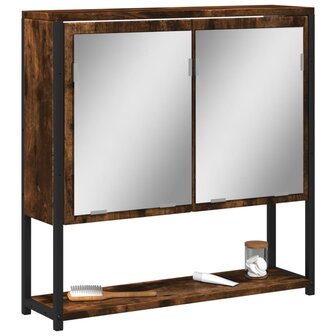 Badkamerspiegelkast 60x16x60 cm bewerkt hout gerookt eikenkleur 1
