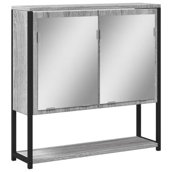 Badkamerspiegelkast 60x16x60 cm bewerkt hout grijs sonoma eiken 2
