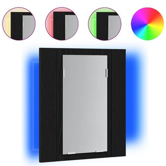LED badkamerspiegelkast zwart eiken 40x12x45 cm bewerkt hout 2
