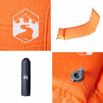 Kampeermatras met kussen zelfopblazend 1-persoons oranje 5