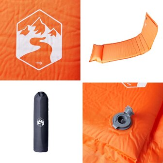 Kampeermatras met kussen zelfopblazend 1-persoons oranje 5