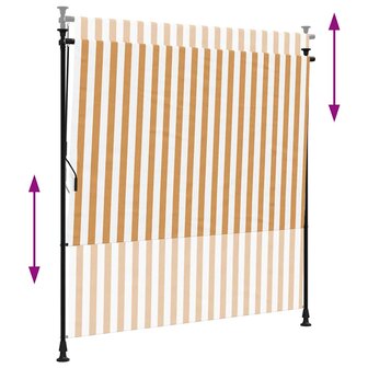Rolgordijn voor buiten 150x270 cm stof en staal oranje en wit 6