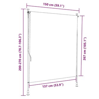 Rolgordijn voor buiten 150x270 cm stof en staal geel en wit 9