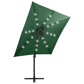 Zweefparasol met paal en LED-verlichting 250 cm groen 3