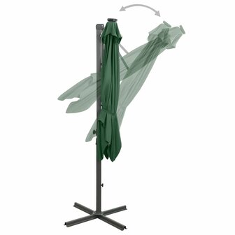 Zweefparasol met paal en LED-verlichting 250 cm groen 6