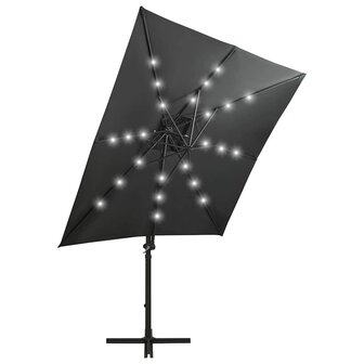 Zweefparasol met paal en LED-verlichting 250 cm antracietkleur 4