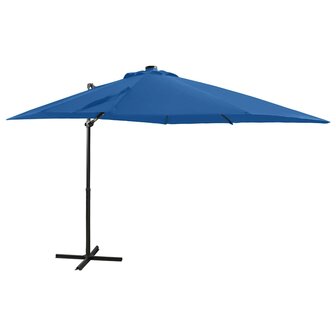 Zweefparasol met paal en LED-verlichting 250 cm azuurblauw 1