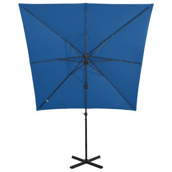 Zweefparasol met paal en LED-verlichting 250 cm azuurblauw 5