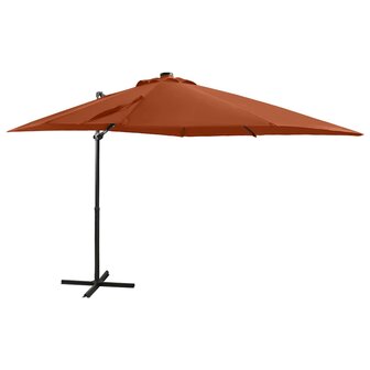 Zweefparasol met paal en LED-verlichting 250 cm terracottakleur 1