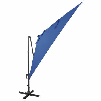 Zweefparasol met paal en LED-verlichting 300 cm azuurblauw 2