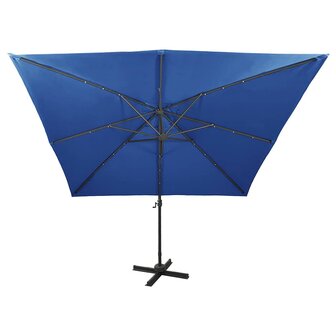 Zweefparasol met paal en LED-verlichting 300 cm azuurblauw 5