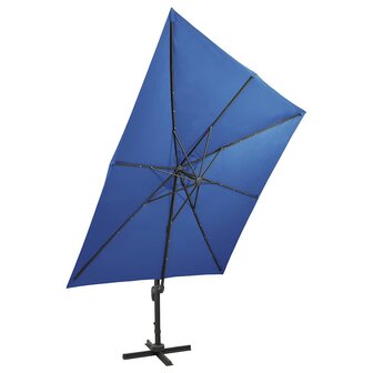Zweefparasol met paal en LED-verlichting 300 cm azuurblauw 6