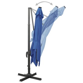 Zweefparasol met paal en LED-verlichting 300 cm azuurblauw 7