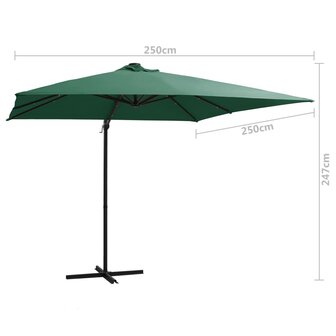 Zweefparasol met LED en stalen paal 250x250 cm groen 9