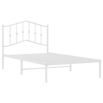 Bedframe met hoofdbord metaal wit 100x190 cm 5