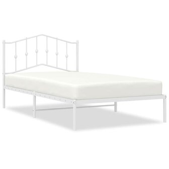 Bedframe met hoofdbord metaal wit 100x200 cm 2