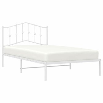 Bedframe met hoofdbord metaal wit 100x200 cm 4