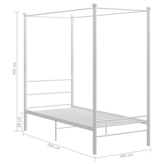 Hemelbedframe metaal wit 100x200 cm 6
