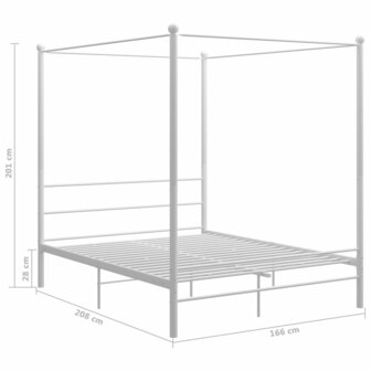 Hemelbedframe metaal wit 160x200 cm  6