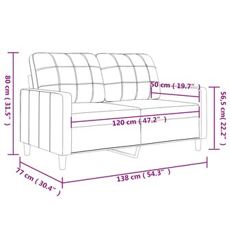 Tweezitsbank 120 cm stof lichtgeel 8