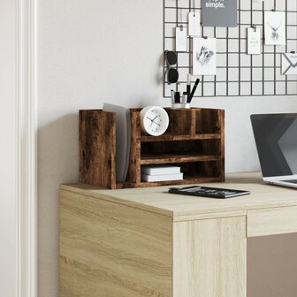 Bureau organiser 44,5x24x25 cm bewerkt hout gerookt eikenkleur 3