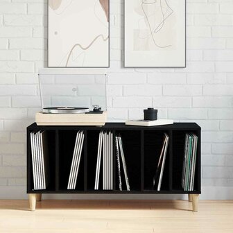 Platenkast met plank Zwart eiken 100 x 38 x 48 cm Bewerkt hout 4