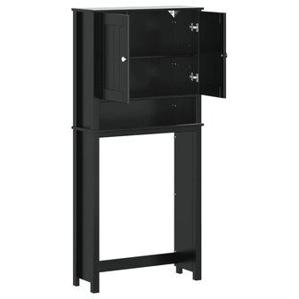 Wasmachinekast BERG 76x27x164,5 cm massief hout zwart 4