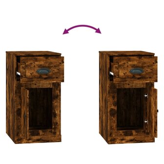 Bijzetkast met lade 40x50x75 cm bewerkt hout gerookt eikenkleur 9