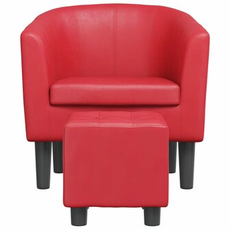 Kuipstoel met voetenbankje kunstleer rood 3
