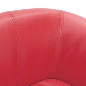 Kuipstoel met voetenbankje kunstleer rood 6