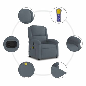 Massagestoel verstelbaar fluweel donkergrijs 9