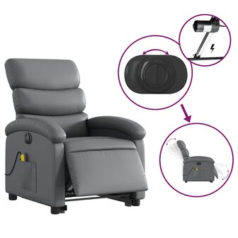 Sta-op-massagestoel elektrisch kunstleer grijs 6