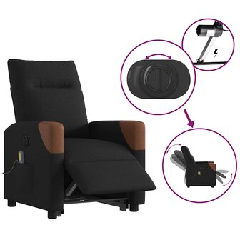 Sta-op-massagestoel elektrisch verstelbaar stof zwart 9