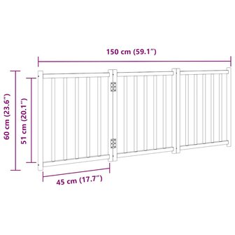 Hondenhek inklapbaar 3 panelen 150 cm massief vurenhout 9