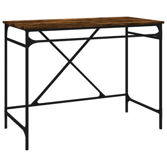 Bureau 100x50x75 cm bewerkt hout en ijzer gerookt eikenkleurig 2