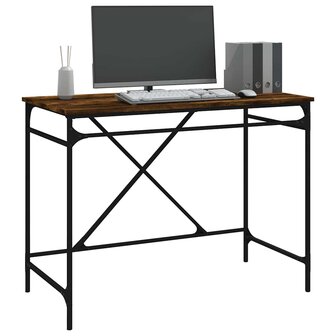 Bureau 100x50x75 cm bewerkt hout en ijzer gerookt eikenkleurig 4