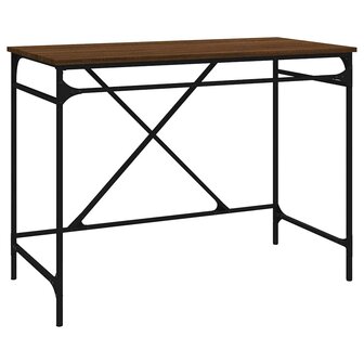 Bureau 100x50x75 cm bewerkt hout en ijzer bruin eikenkleur 2