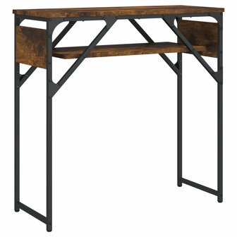 Wandtafel met schap 75x30x75 cm bewerkt hout gerookt eiken 6