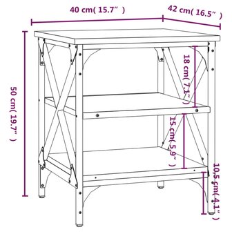 Bijzettafel 40x42x50 cm bewerkt hout grijs sonoma eikenkleurig 9